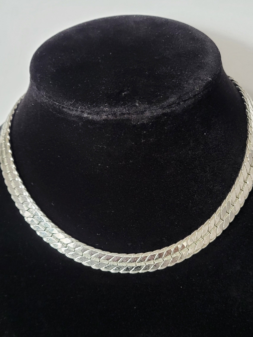 Vintage MONET SilverTone Braided Herringbone Necklace